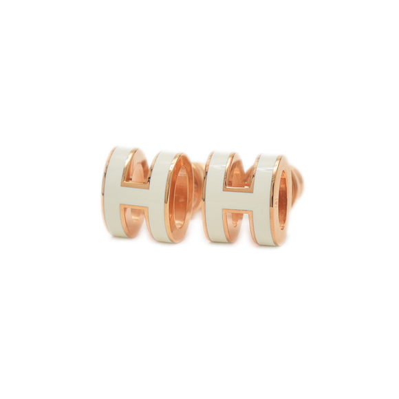 Hermes Hermès Pop Ash Mini Earrings in White with Rose Gold Hardware, BP - Picture 1 of 4